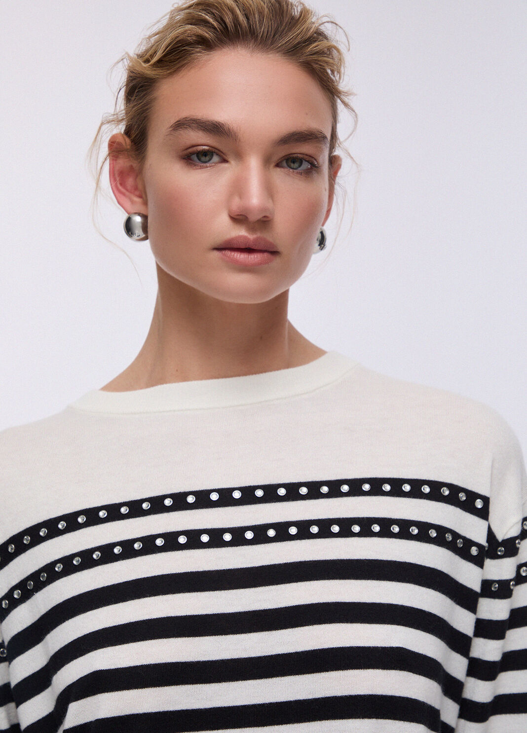 Wool jumper with studs black and white Liu Jo - large image number 2
