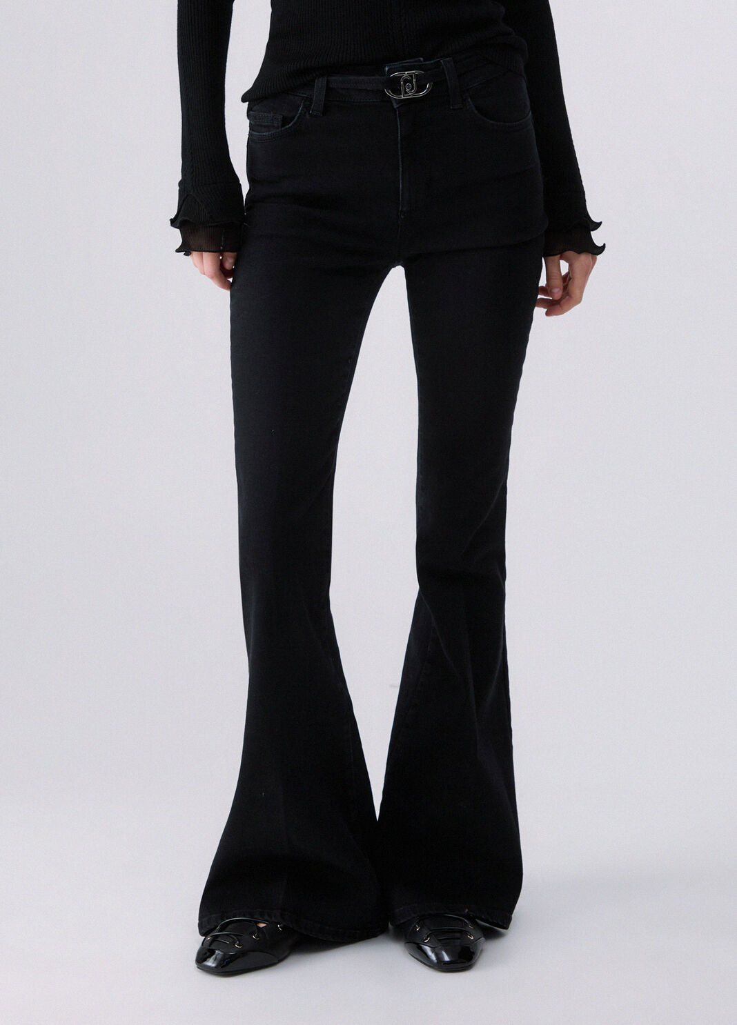 High-waisted bootcut jeans black denim Liu Jo - large image number 0