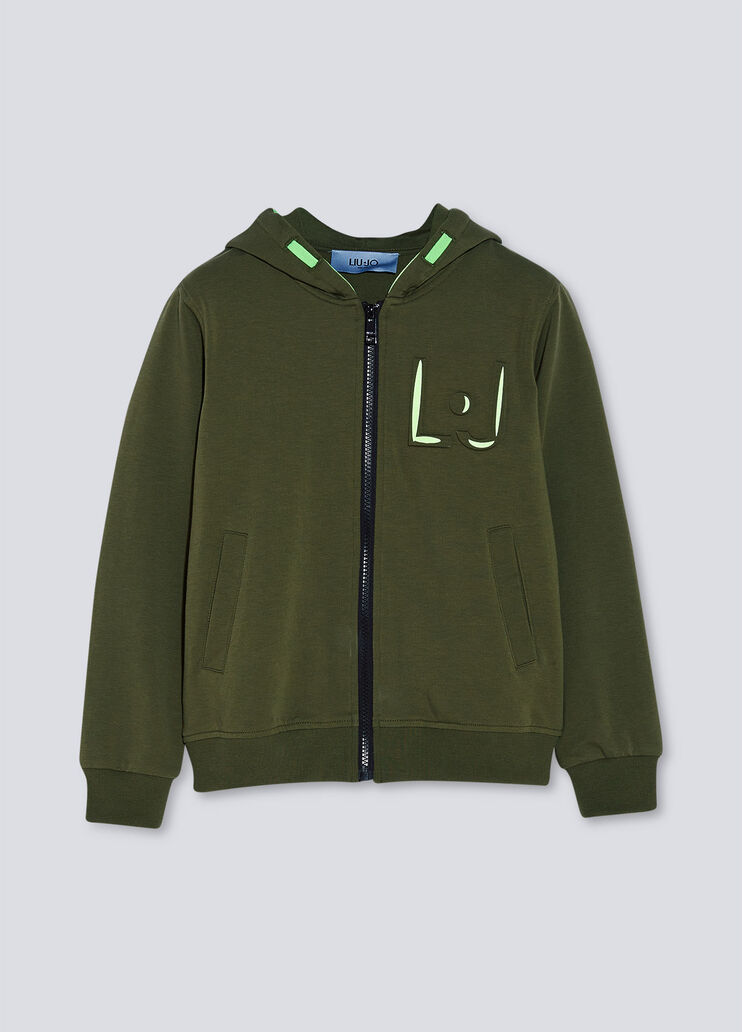 Hooded sweatshirt with zip olive green Liu Jo - large image number 0 Hooded sweatshirt with zip olive green Liu Jo - large image number 0