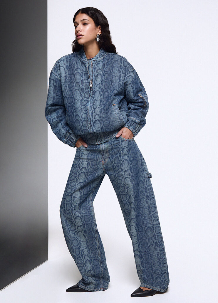 Denim-Bomber mit Animal-Print denimblau Liu Jo - medium