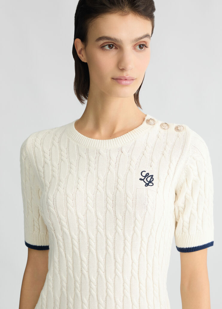 Knit T-shirt white/blue Liu Jo - large image number 2 Knit T-shirt white/blue Liu Jo - large image number 2