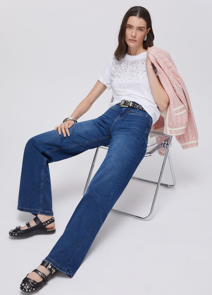 Jeans flare a vita alta denim blu scuro Liu Jo - medium