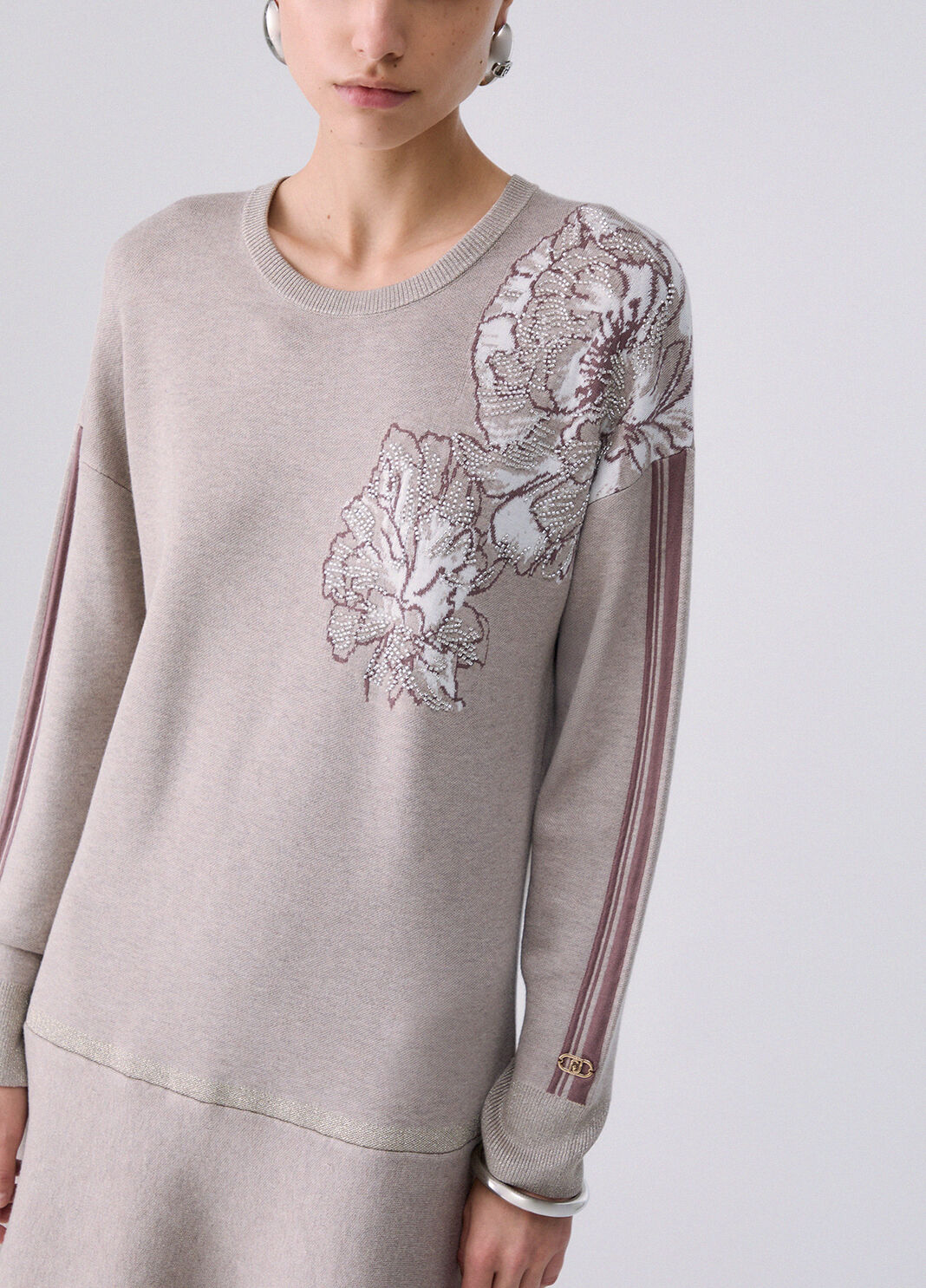 Short jacquard knit dress beige Liu Jo - large image number 4