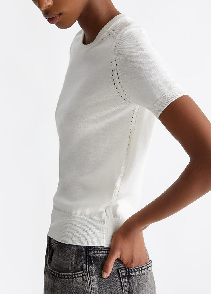 Wool knit T-shirt white Liu Jo - large image number 2 Wool knit T-shirt white Liu Jo - large image number 2