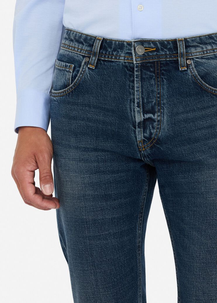Jeans im Tapered-Fit aus Baumwolle in Used-Optik Denimblau Liu Jo - large image number 4 Jeans im Tapered-Fit aus Baumwolle in Used-Optik Denimblau Liu Jo - large image number 4