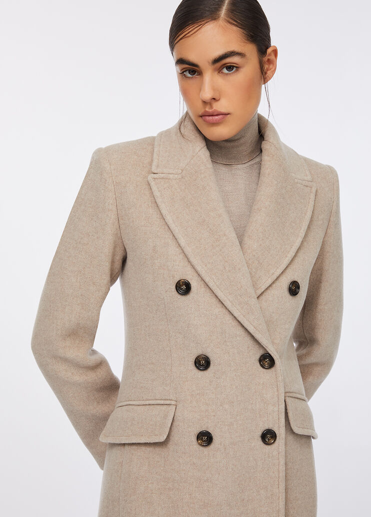Cappotto doppiopetto in lana beige Liu Jo - large image number 4