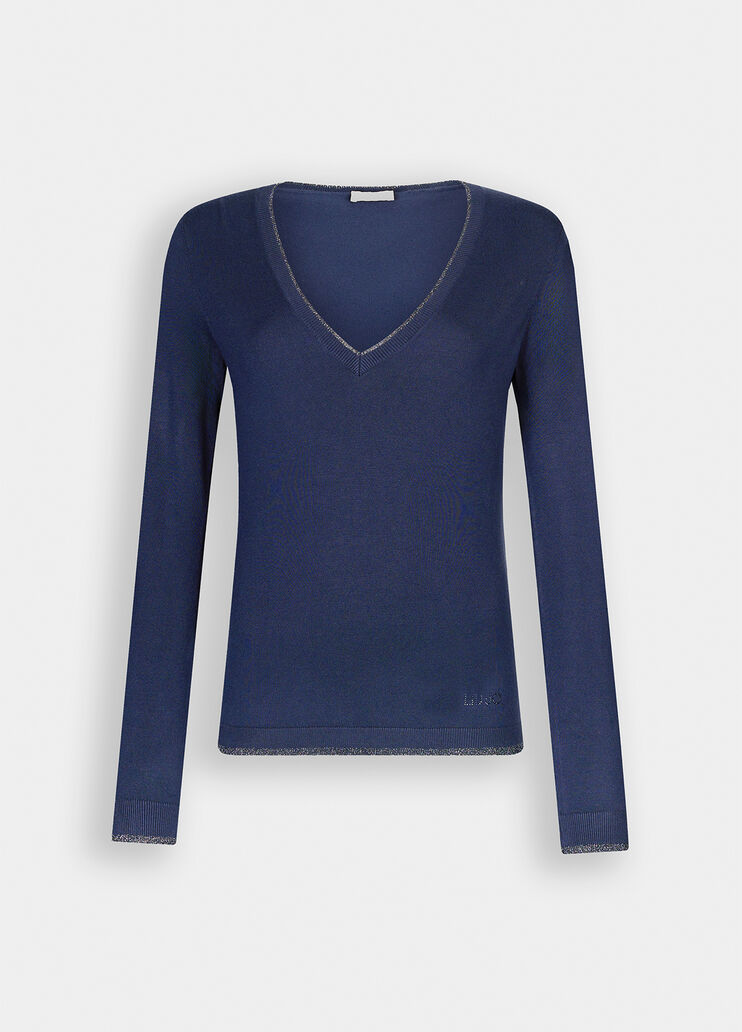 V-neck jumper navy blue Liu Jo - medium