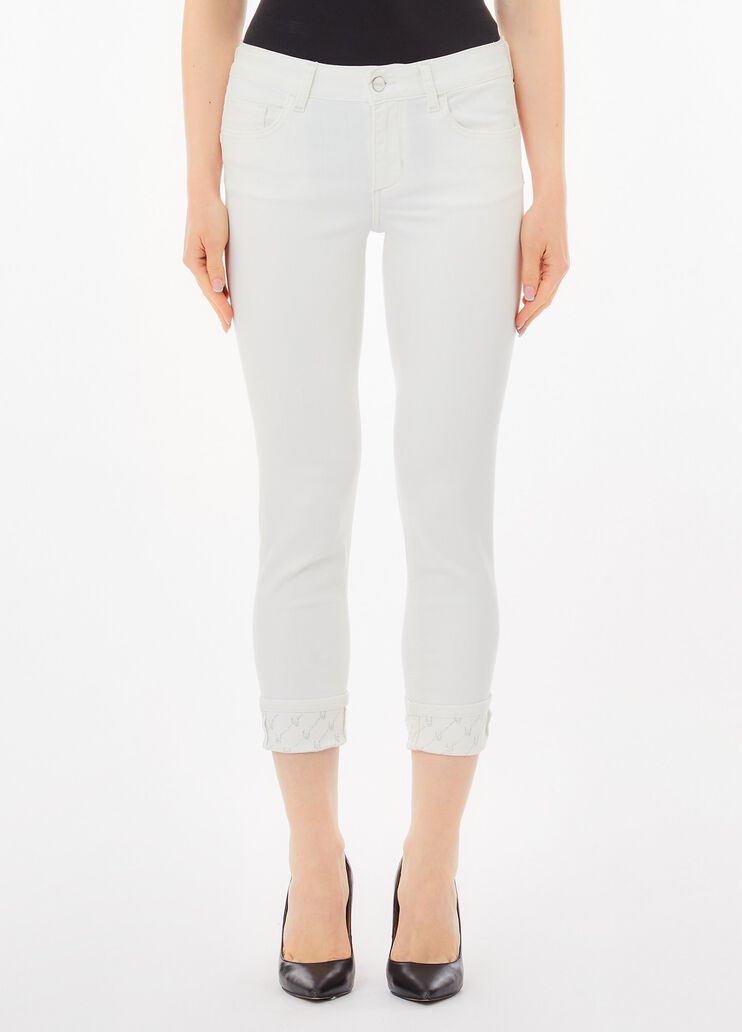 Pantalones cropped con vuelta blanco lana Liu Jo - medium