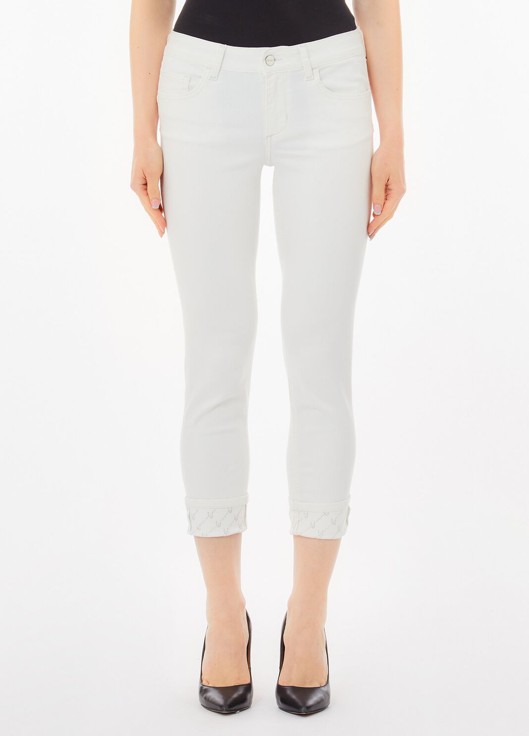 Pantalones cropped con vuelta blanco lana Liu Jo - large image number 0