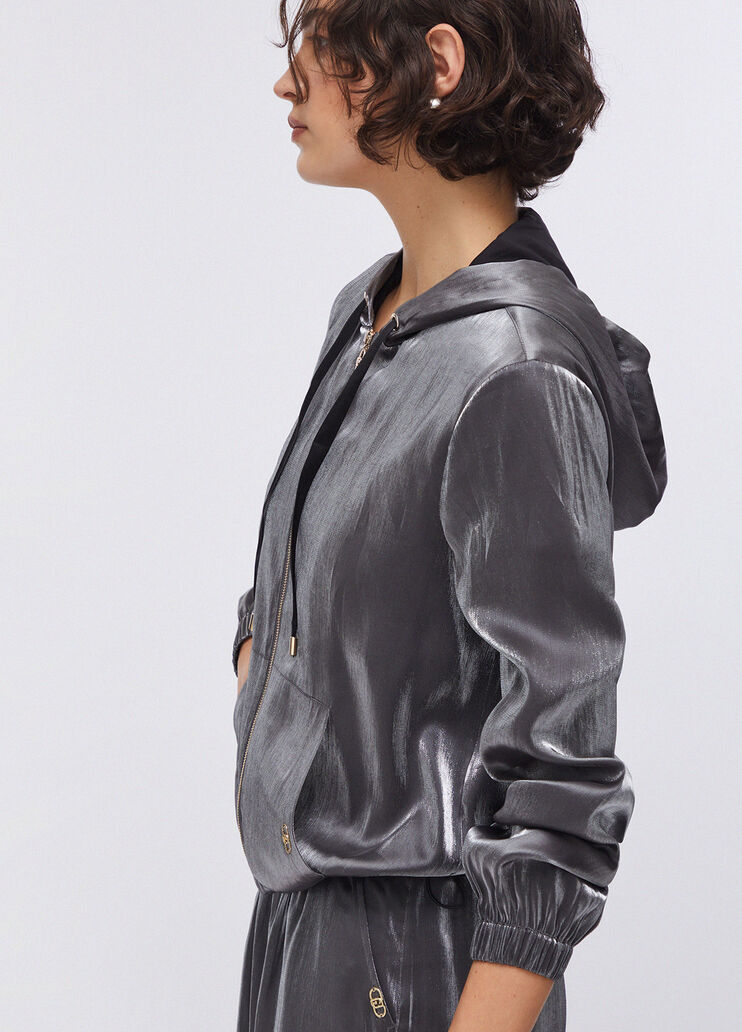 Veste lam&eacute;e &agrave; capuche gris Liu Jo - medium