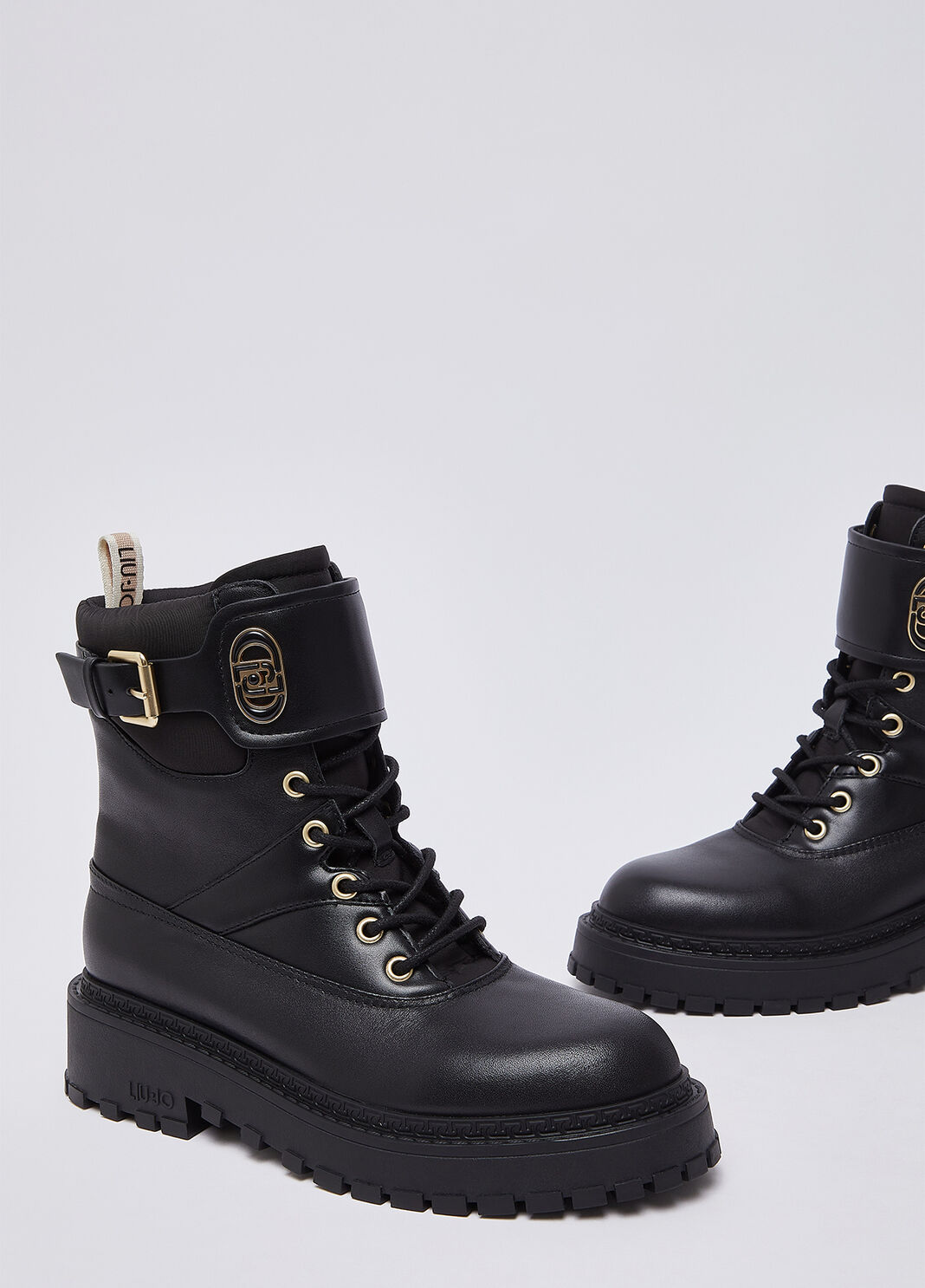 Schn&uuml;rboots aus Leder und Nylon Schwarz Liu Jo - large image number 6