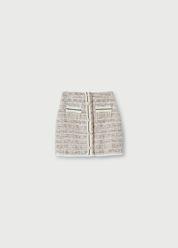 Minigonna in bouclé Bouclé beige/bianco Liu Jo - large image number 4 Minigonna in bouclé Bouclé beige/bianco Liu Jo - large image number 4