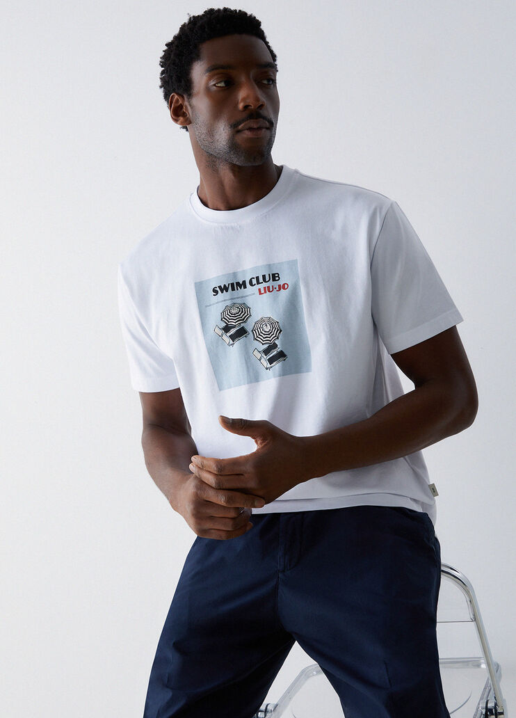 T-shirt with print white/umbrellas Liu Jo - medium