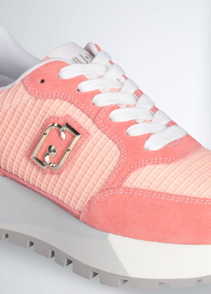 Suede and mesh platform sneakers peach Liu Jo - large image number 4  Suede and mesh platform sneakers peach Liu Jo - large image number 4