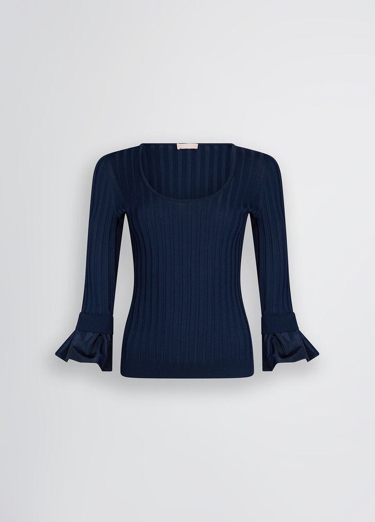 Jumper with flounced sleeves navy blue Liu Jo - large image number 6 Jumper with flounced sleeves navy blue Liu Jo - large image number 6