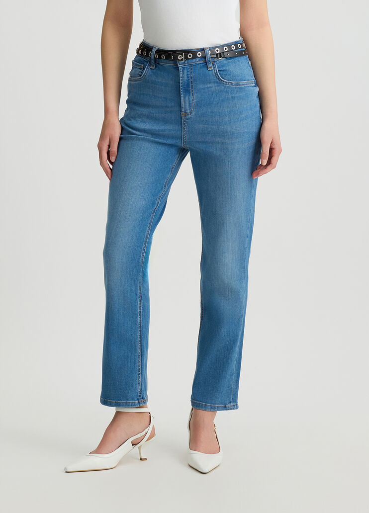 Cropped straight-leg jeans with belt stonewash denim Liu Jo - medium Cropped straight-leg jeans with belt stonewash denim Liu Jo - medium
