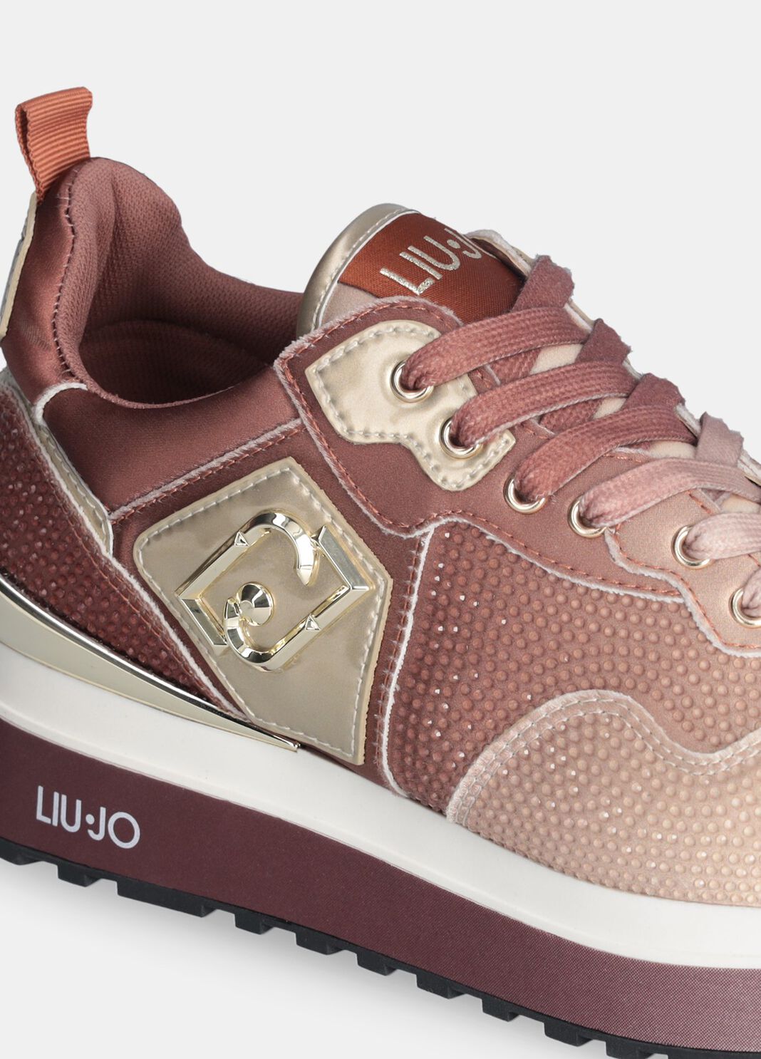 Platform sneakers with full rhinestones beige Liu Jo - large image number 3