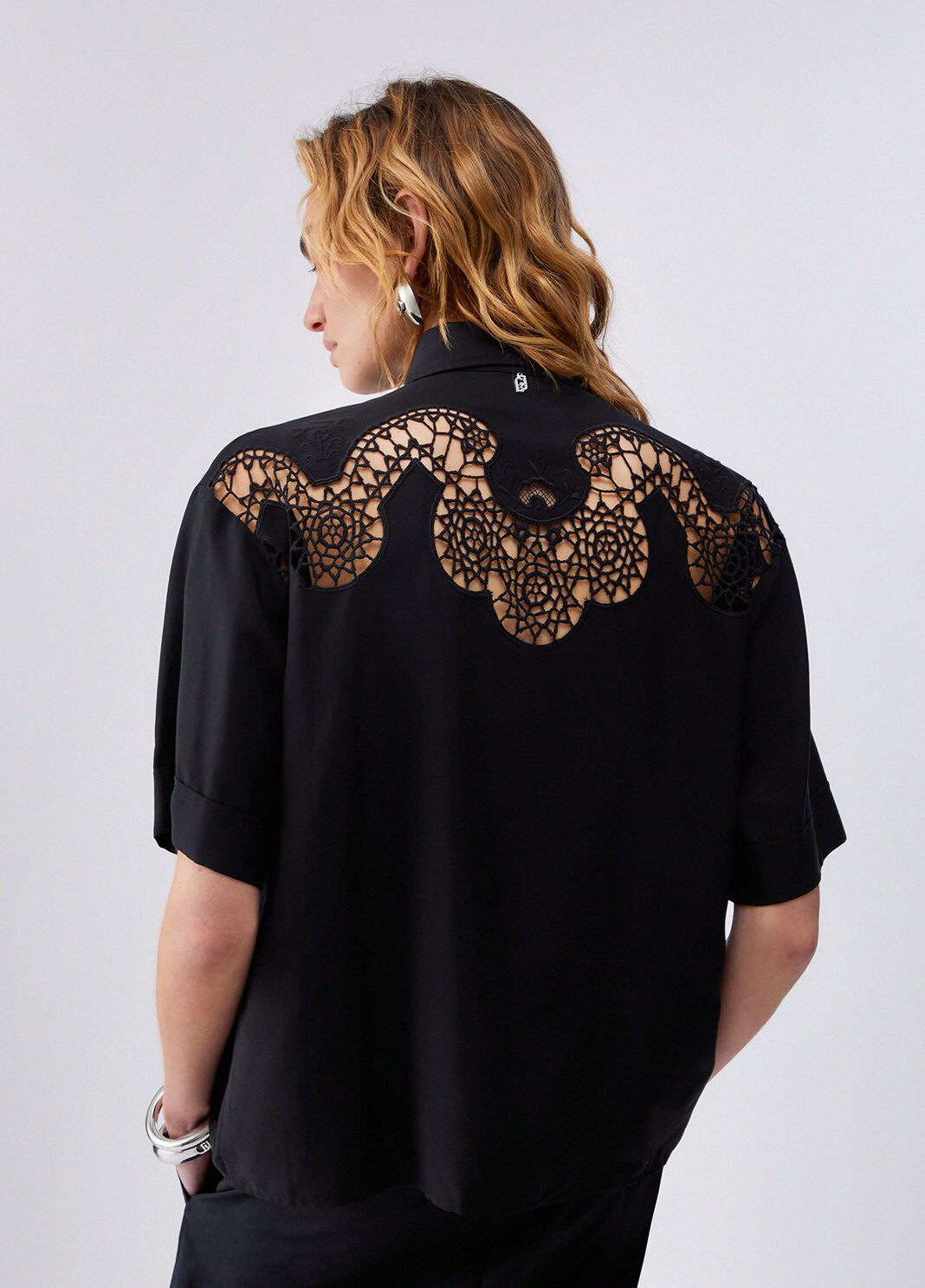 Shirt with openwork embroidery black Liu Jo - large image number 1