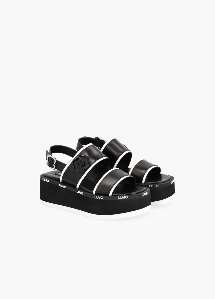 Platform sandals with logo black Liu Jo - large image number 2