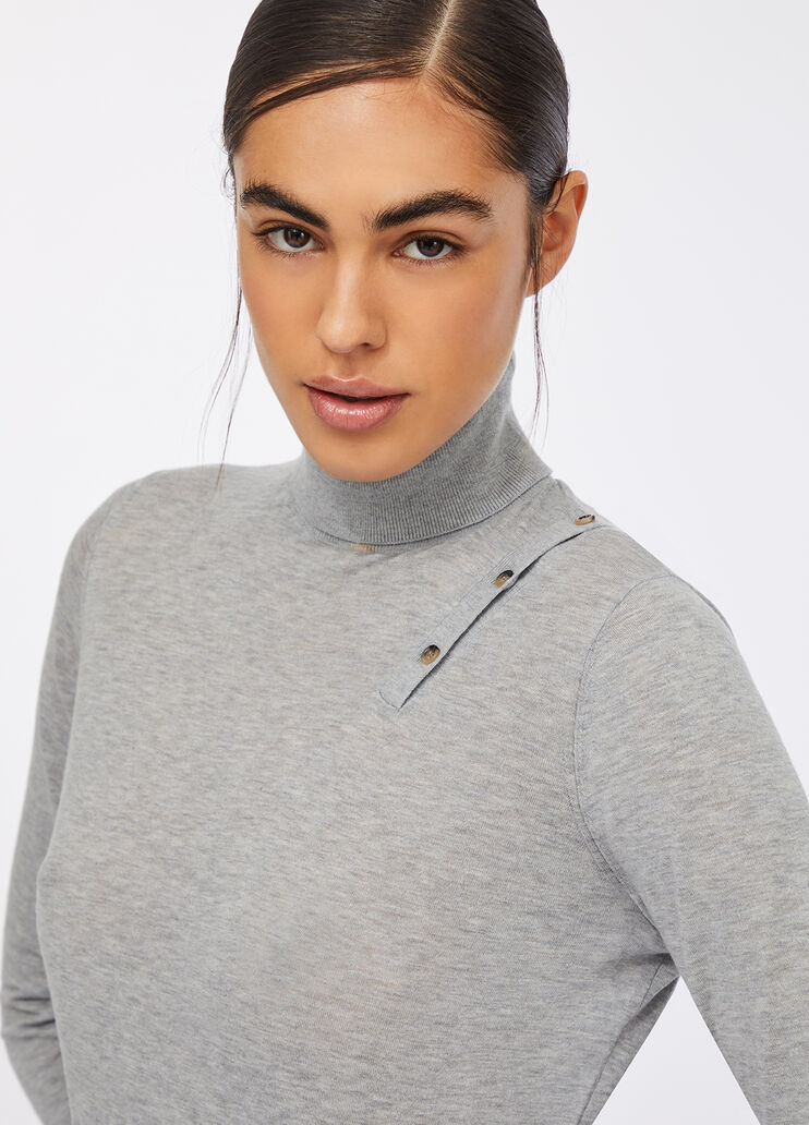 Pull à col roulé en coton et cachemire gris Liu Jo - medium