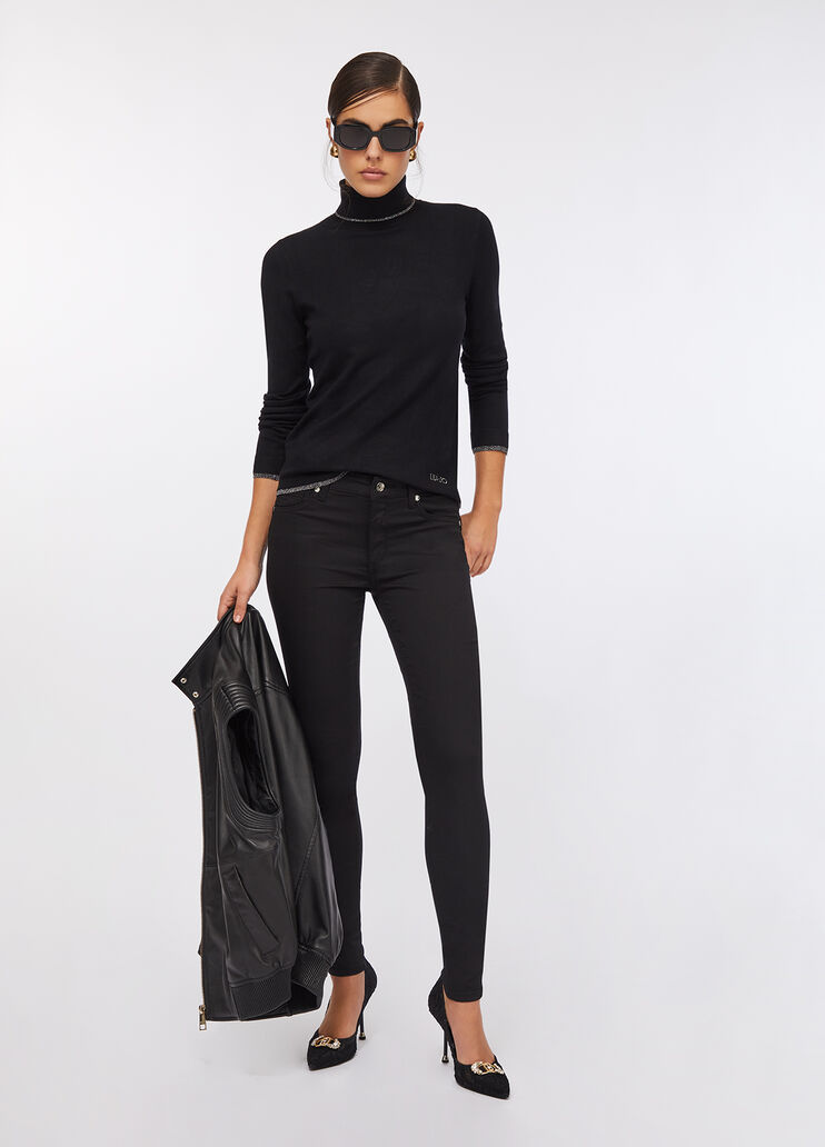 Polo-neck with lurex® details black Liu Jo - large image number 5