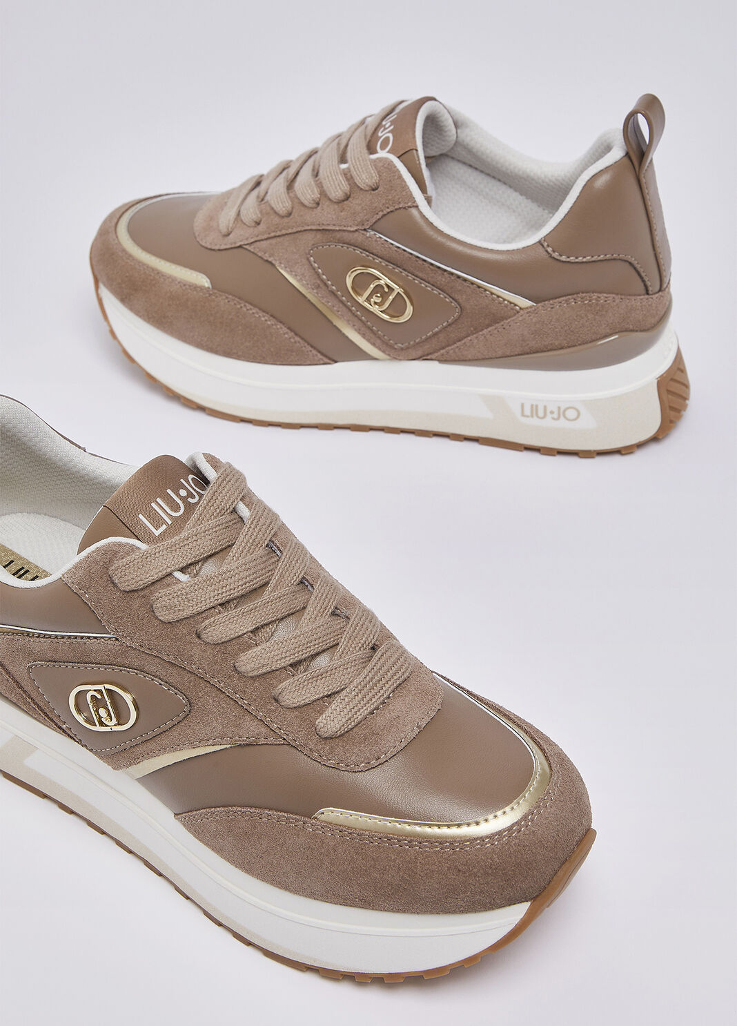 Sneakers plateforme en daim et cuir havane Liu Jo - large image number 6