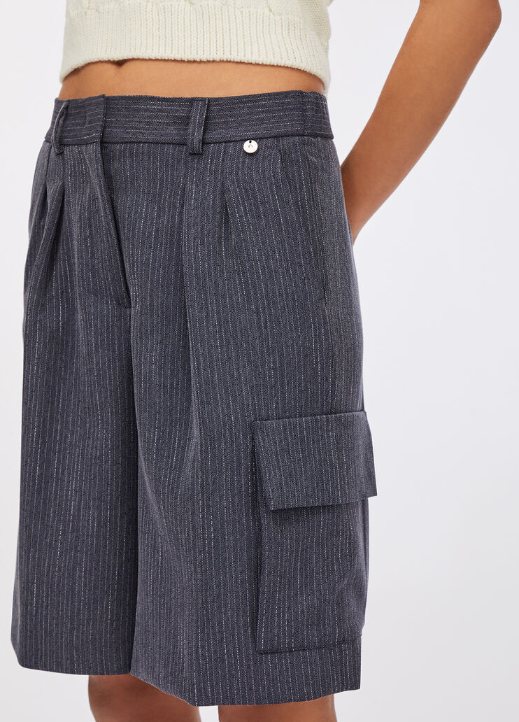 Flanell-Bermudas aus Flanell mit Nadelstreifen Blau mit Nadelstreifen Liu Jo - large image number 2