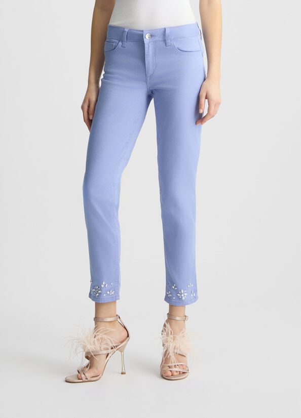 Skinny trousers with rhinestones lavender Liu Jo - large image number 0