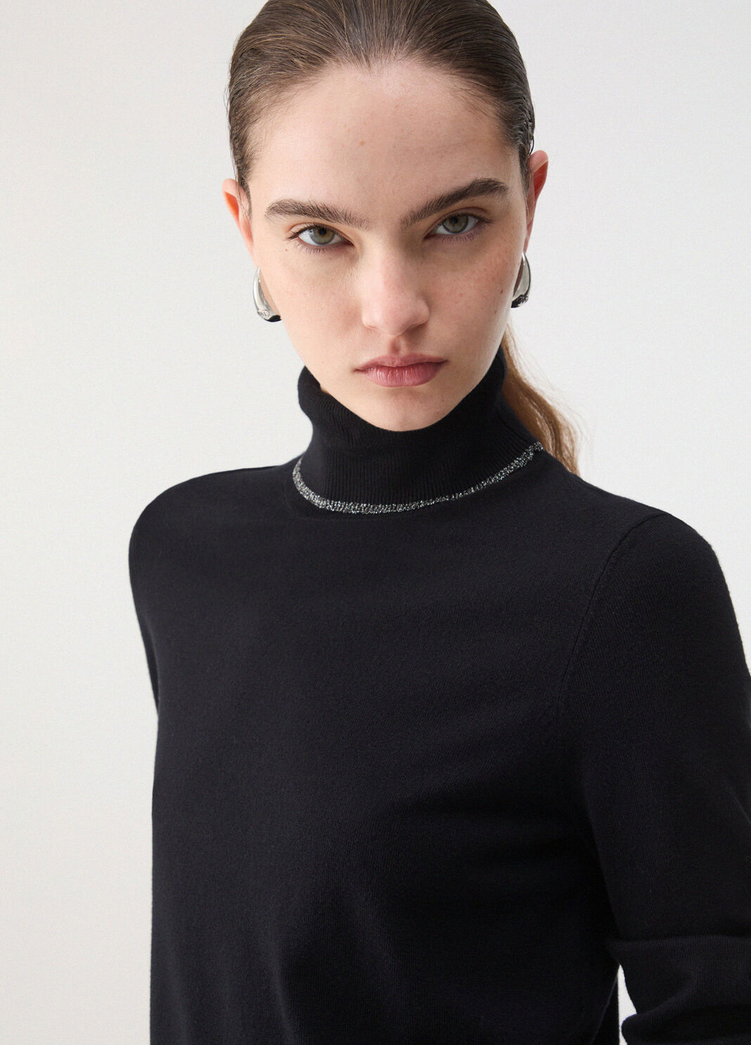Rollkragenpullover mit Lurex&reg;-Details schwarz Liu Jo - large image number 4