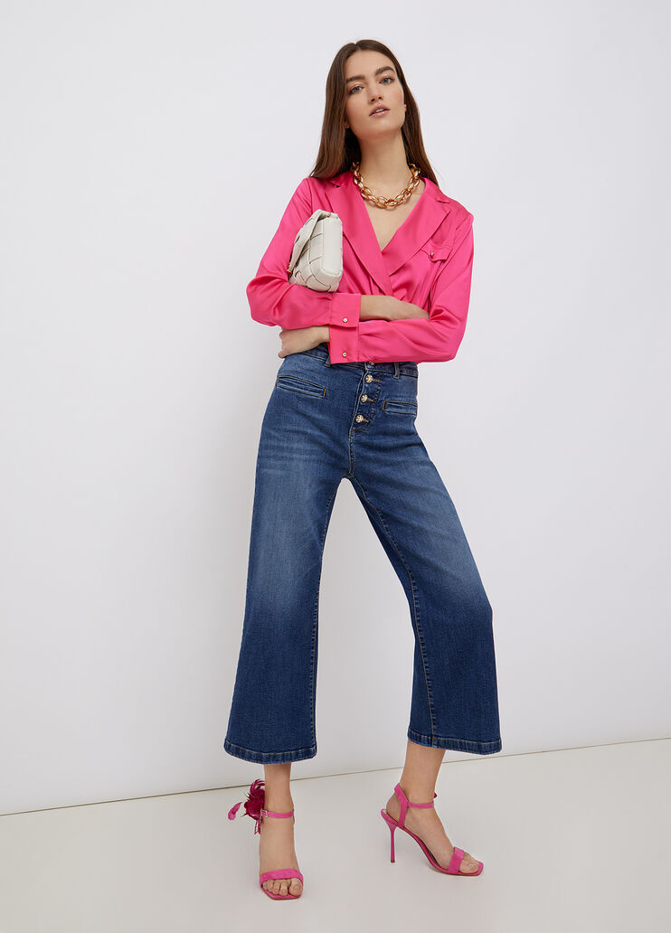 Satin body shirt magenta pink Liu Jo - large image number 3 Satin body shirt magenta pink Liu Jo - large image number 3