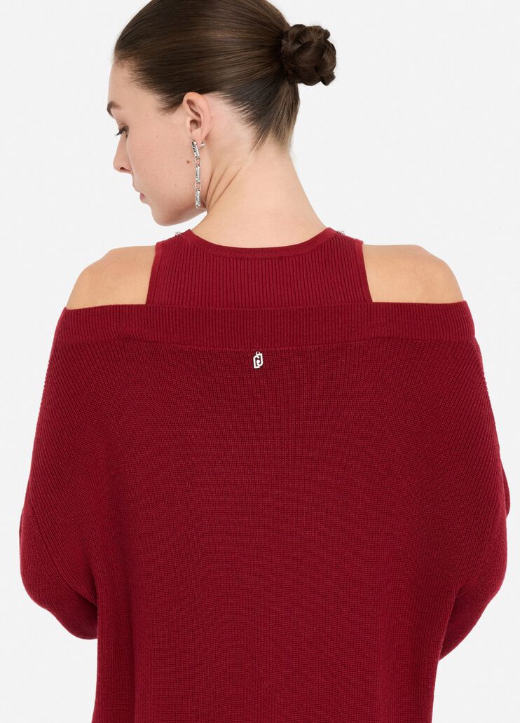 Jumper with bejewelled embroidery red Liu Jo - medium Jumper with bejewelled embroidery red Liu Jo - medium