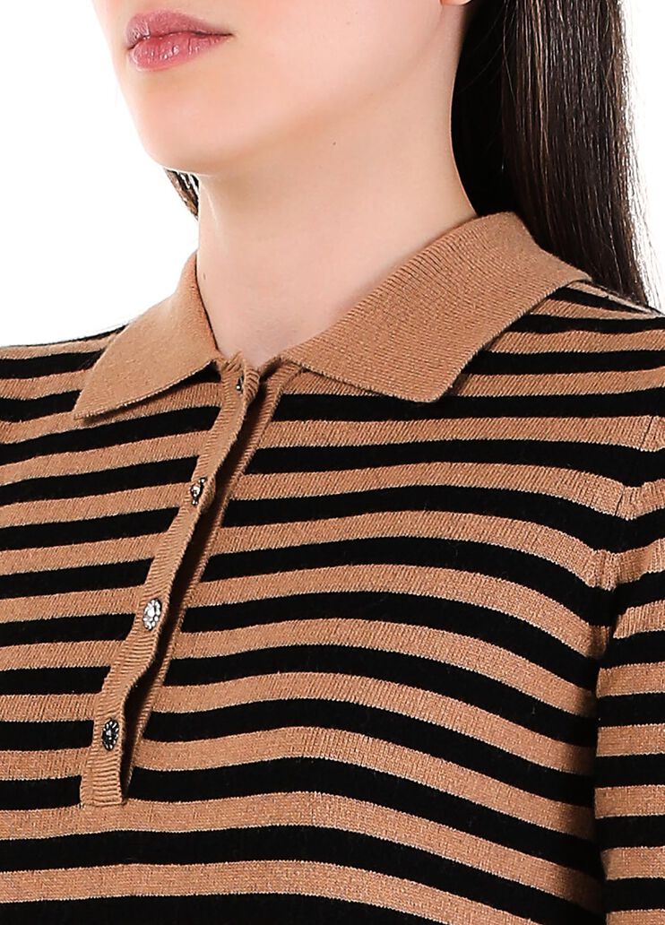 Vestito longuette in maglia tabacco/nero Liu Jo - large image number 2