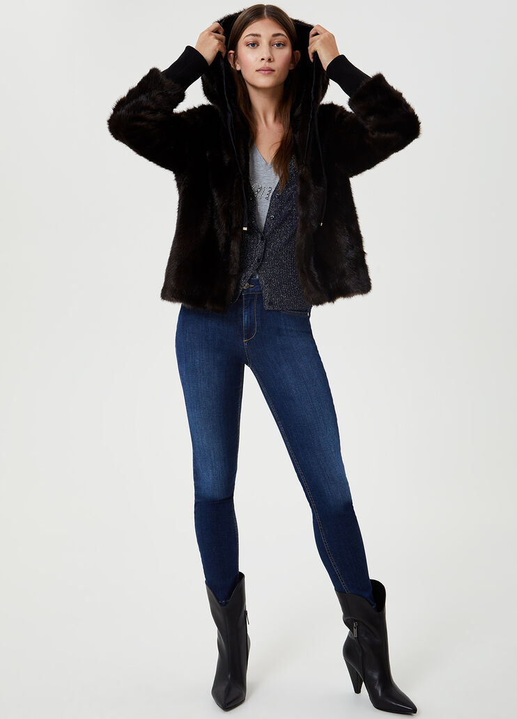 Cardigan with embroidery and lurex® Blue Liu Jo - large image number 3