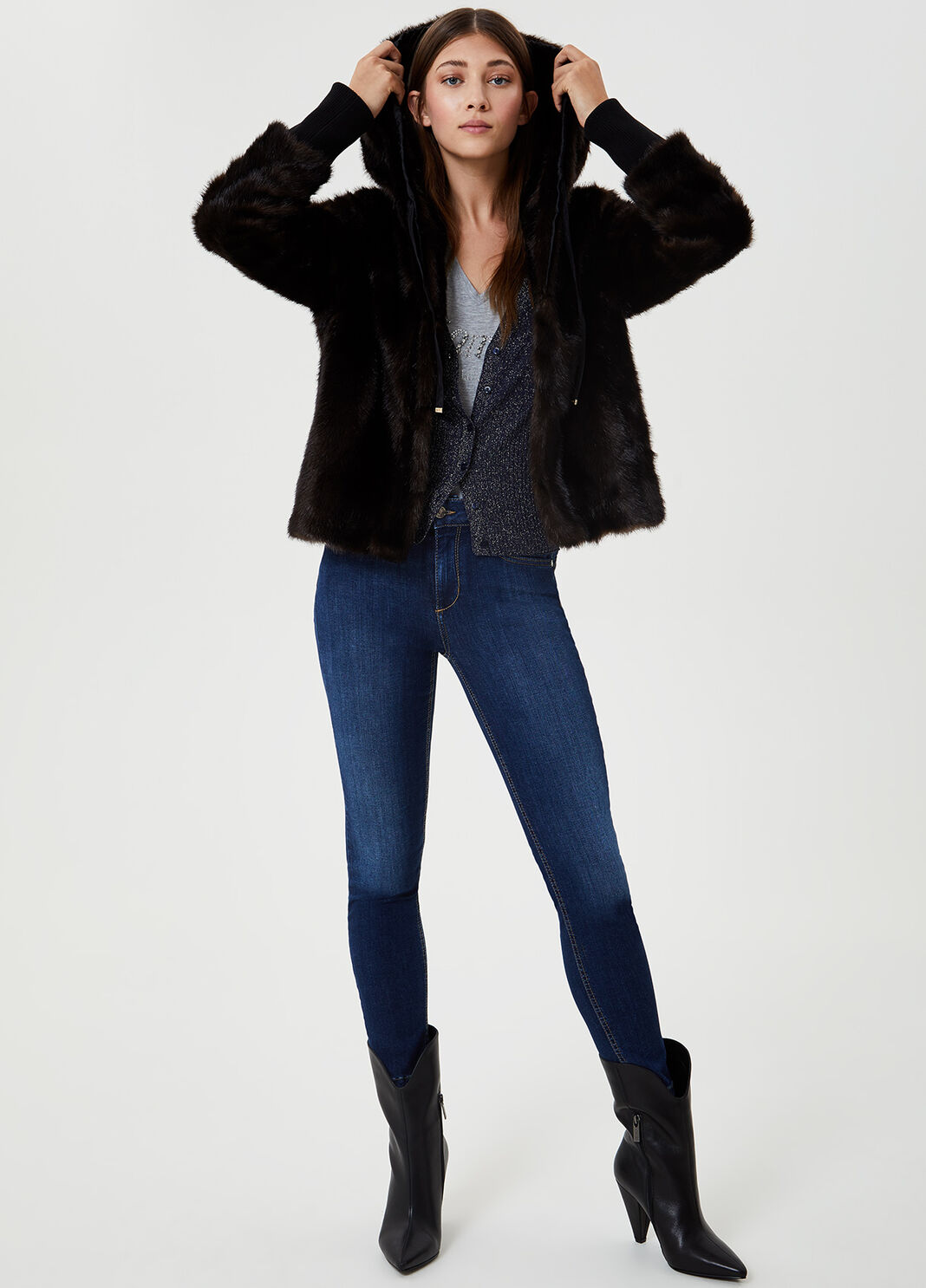 Cardigan with embroidery and lurex&reg; Blue Liu Jo - large image number 3