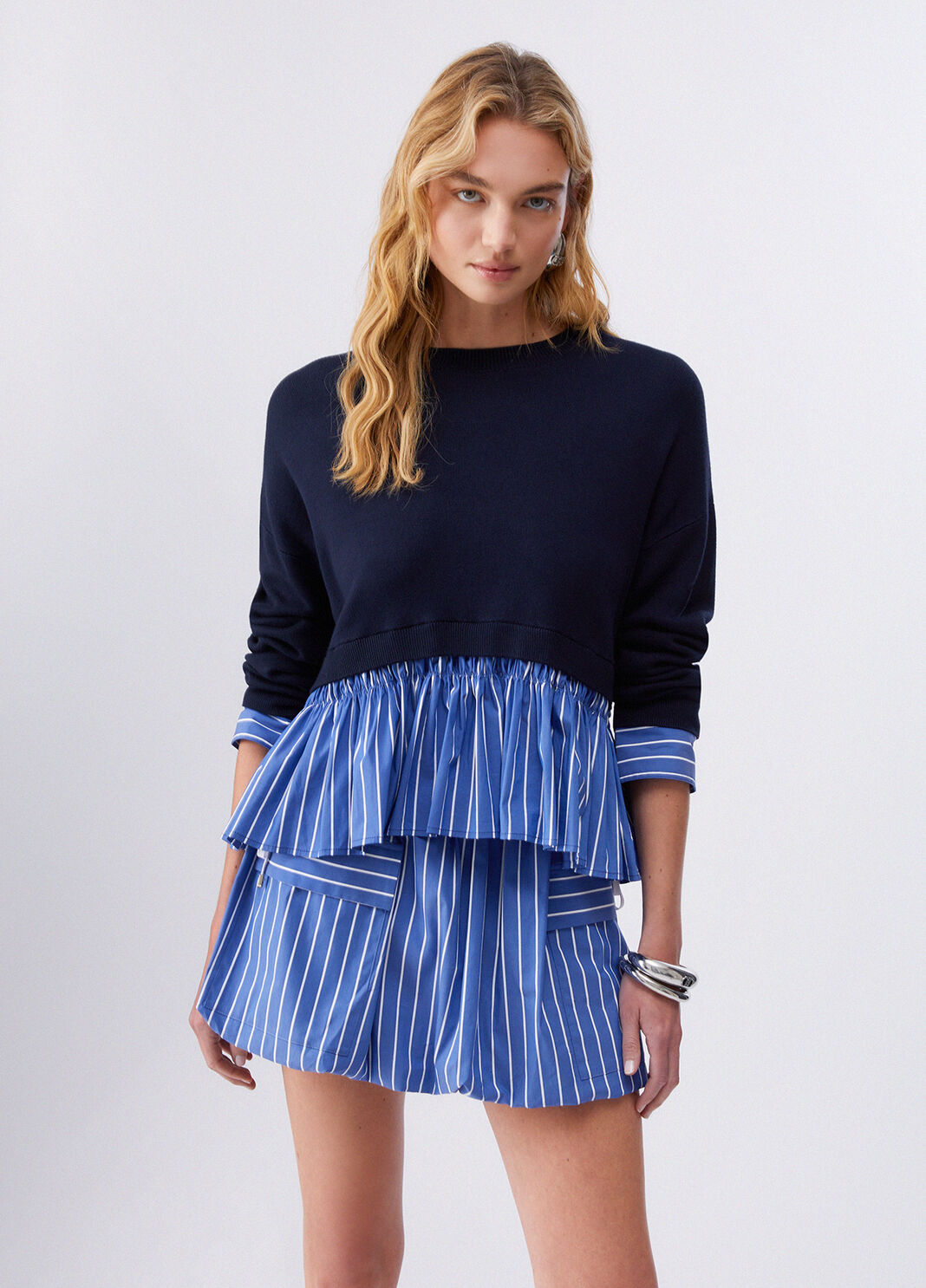 Maglia con volant blu scuro Liu Jo - large image number 0