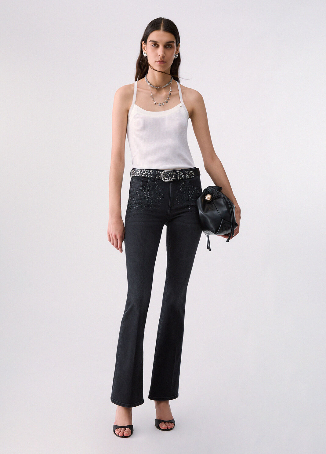 Bootcut-Jeans mit Strass Denim-Schwarz Liu Jo - large image number 5