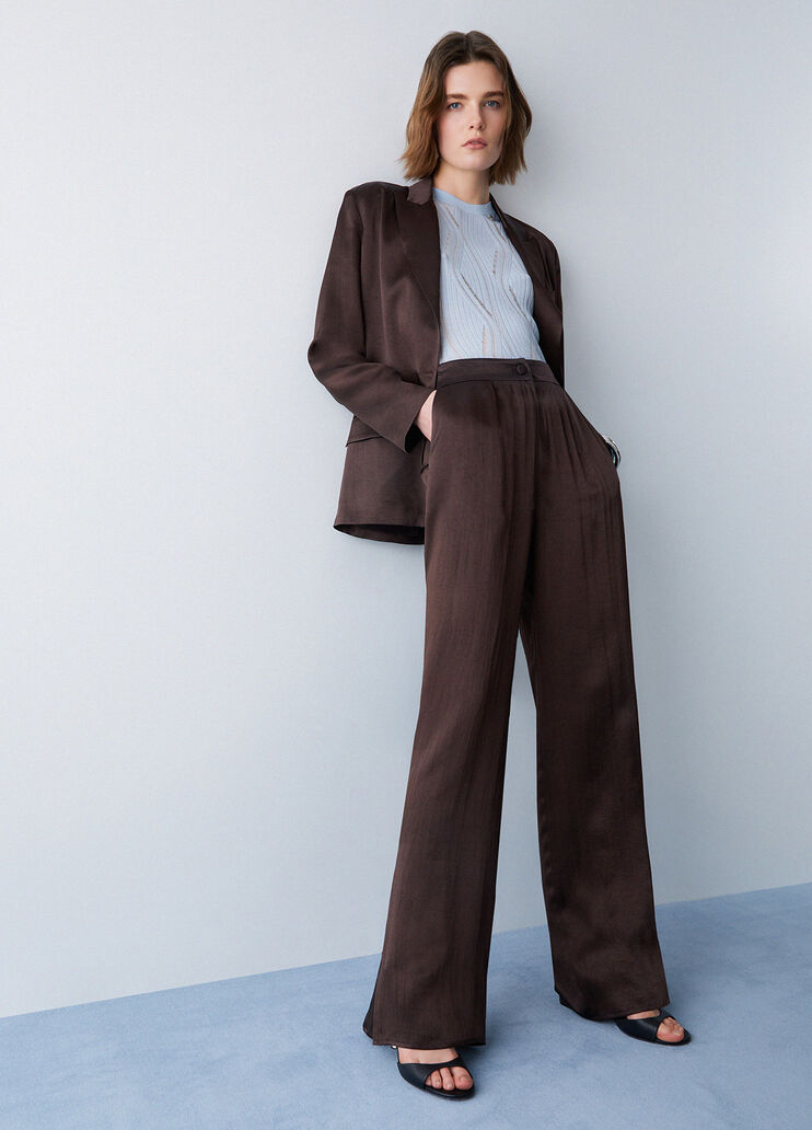 Pantal&oacute;n de raso con aberturas marr&oacute;n Liu Jo - medium