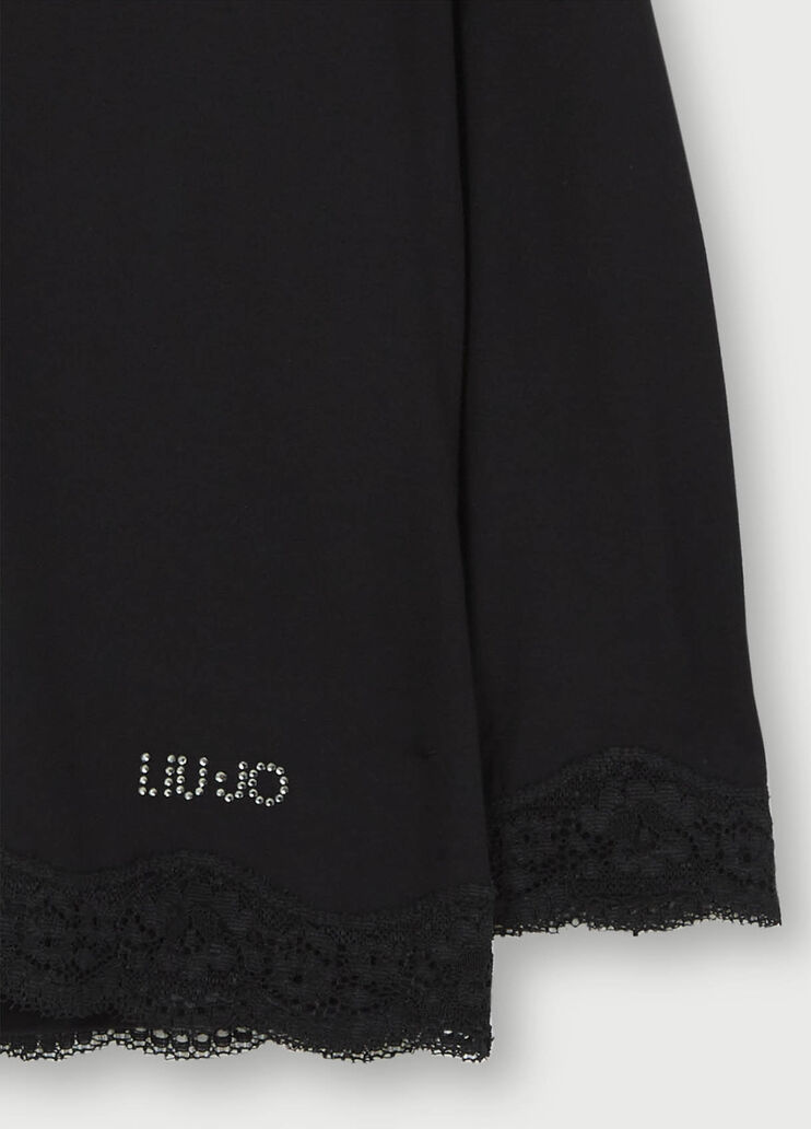Turtleneck with lace Black Liu Jo - large image number 2