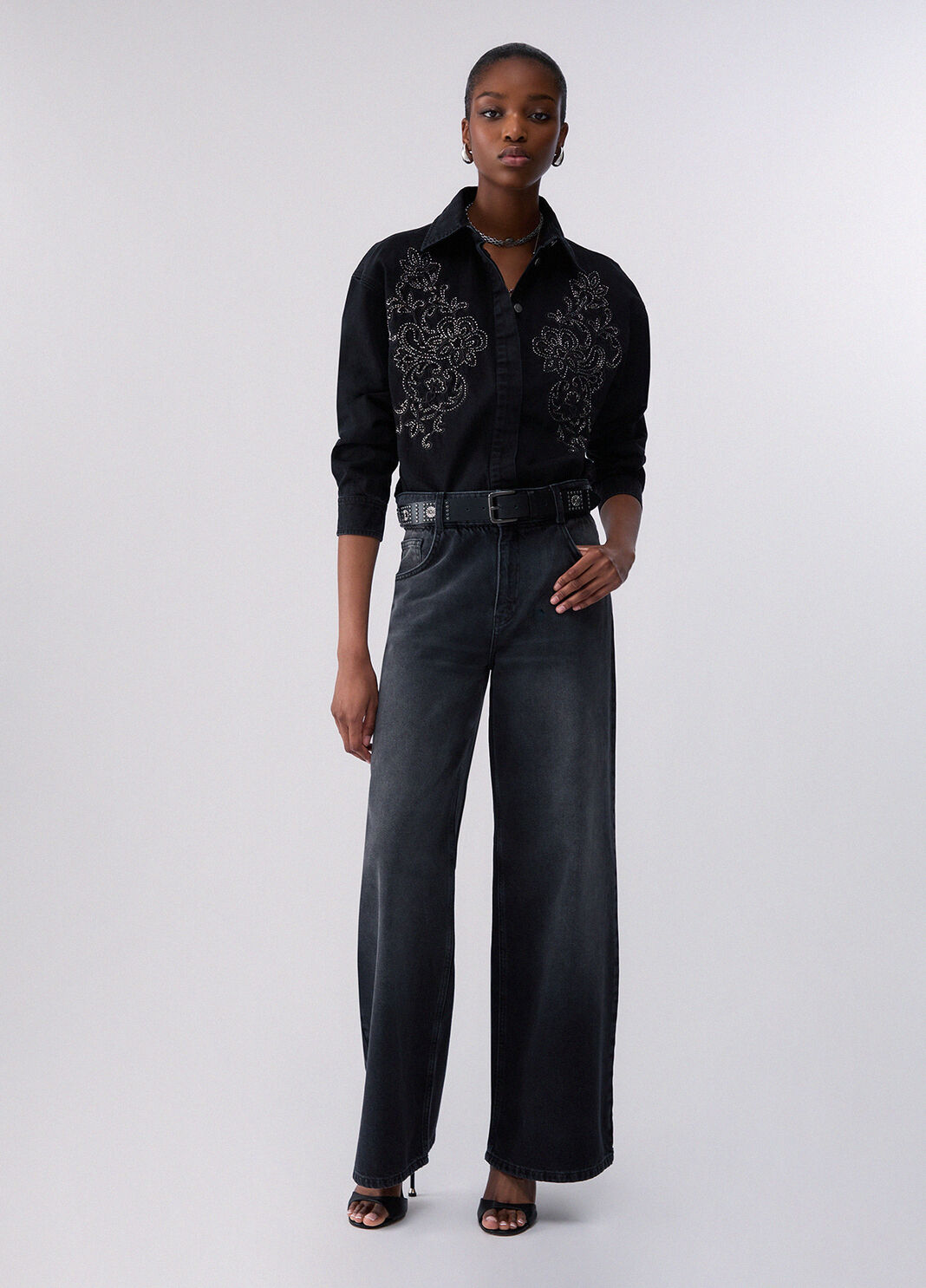 Flare Jeans with Belt black denim Liu Jo - large image number 5