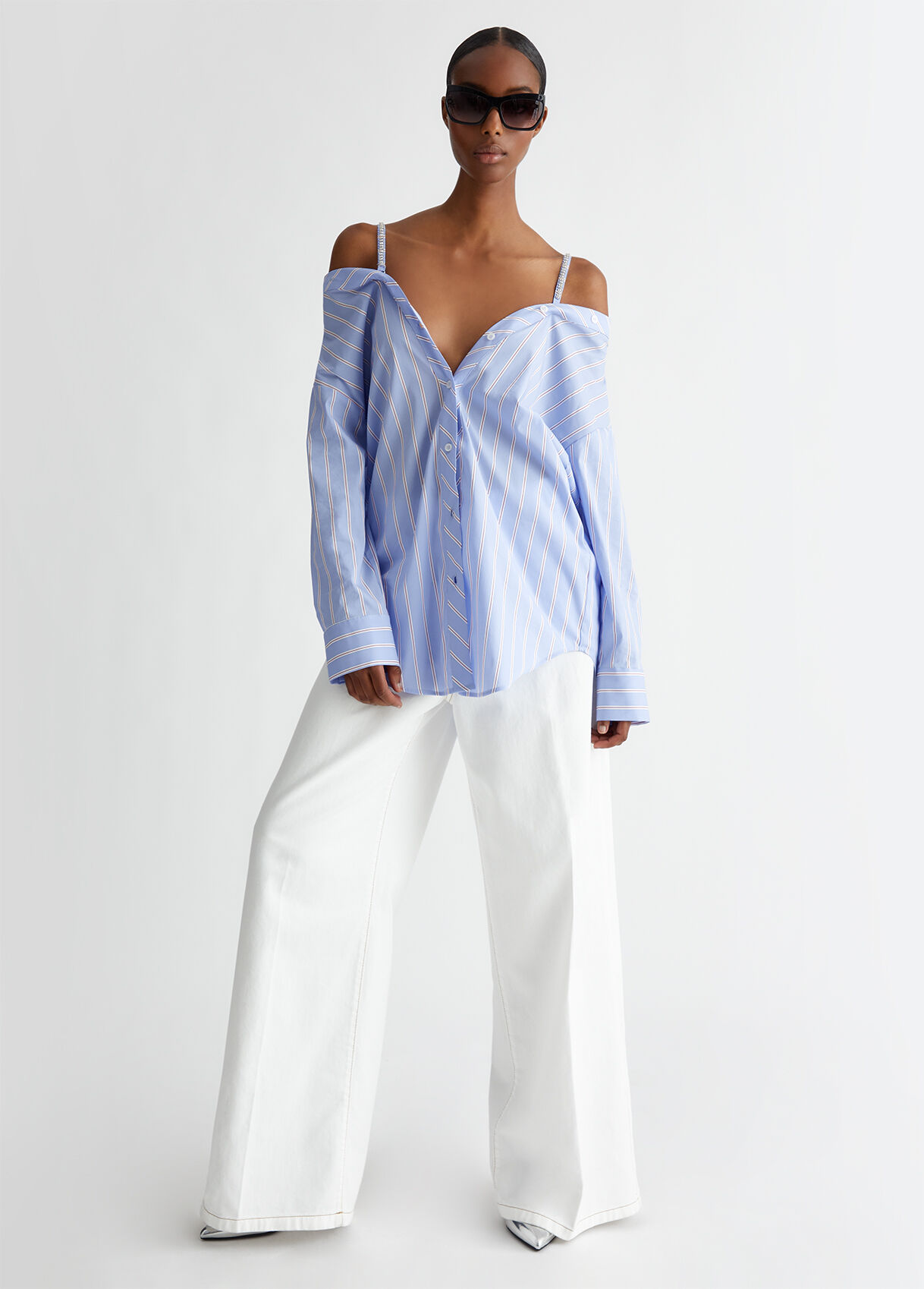 Chemise a epaules denudees couloer bleu clair Liu Jo