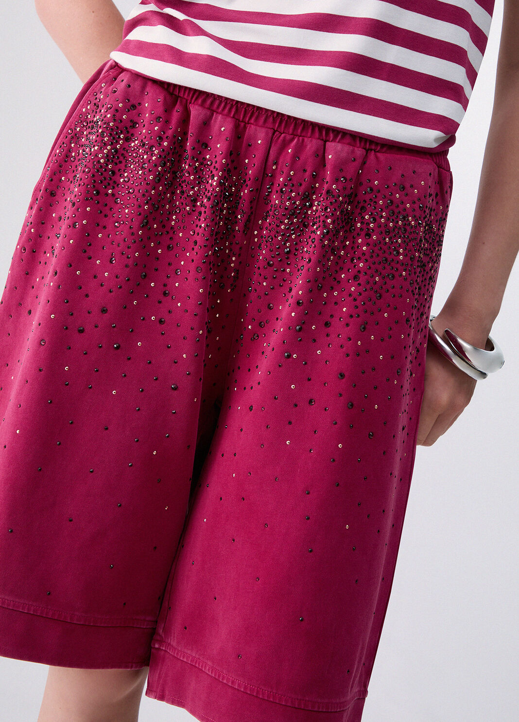 Shorts with rhinestones red Liu Jo - large image number 2