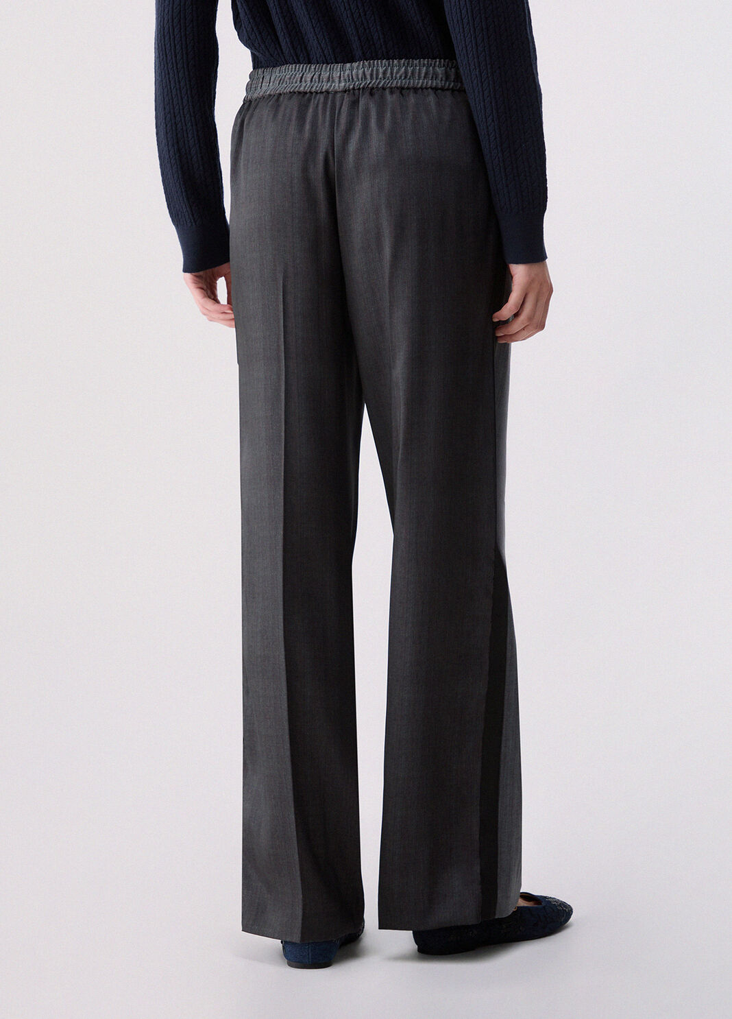 Pantaloni gessati bimateriale grigio scuro Liu Jo - large image number 1