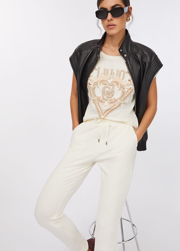 Fleece jogging pants milk white Liu Jo - medium