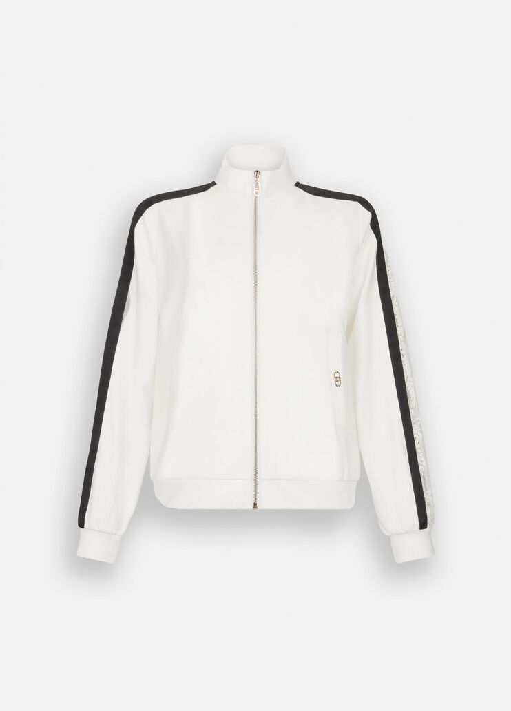 Cotton sweatshirt with lace white Liu Jo - large image number 6