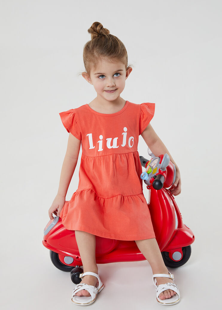 Nachhaltiges Kleid mit Logo Koralle Liu Jo - large image number 2 Nachhaltiges Kleid mit Logo Koralle Liu Jo - large image number 2