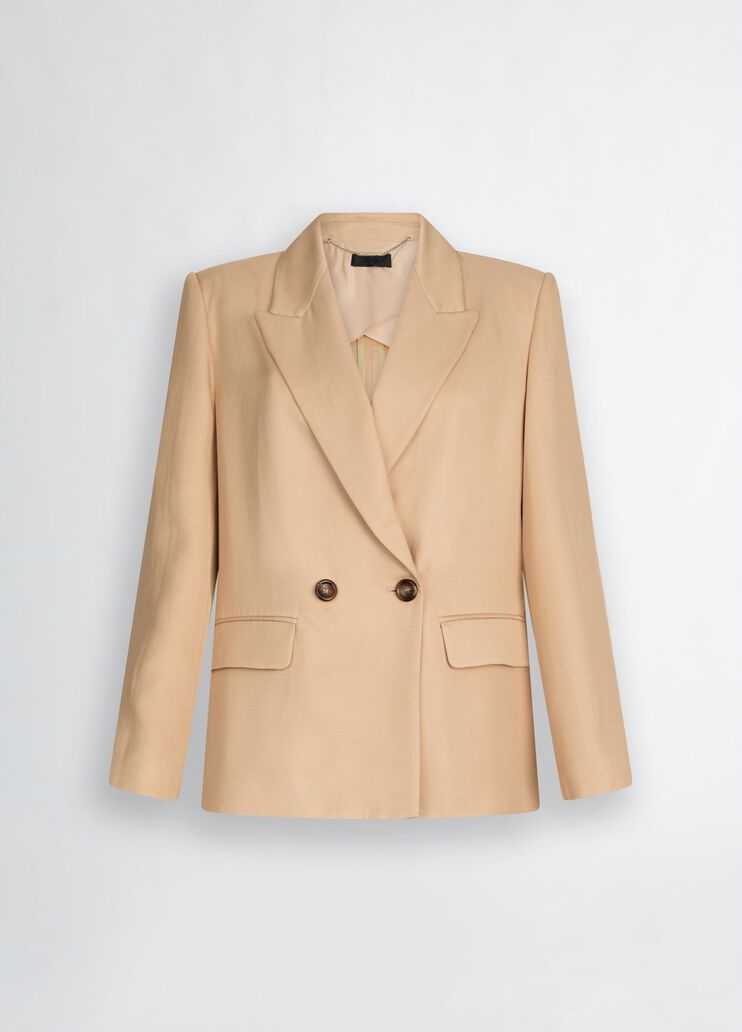 Double-breasted beige blazer light beige Liu Jo - large image number 6 Double-breasted beige blazer light beige Liu Jo - large image number 6