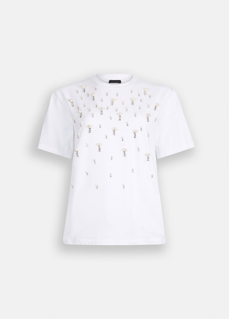 T-shirt with pearls and rhinestones white Liu Jo - medium T-shirt with pearls and rhinestones white Liu Jo - medium