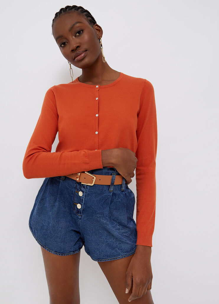 Eco-friendly cardigan with jewel buttons orange Liu Jo - large image number 0