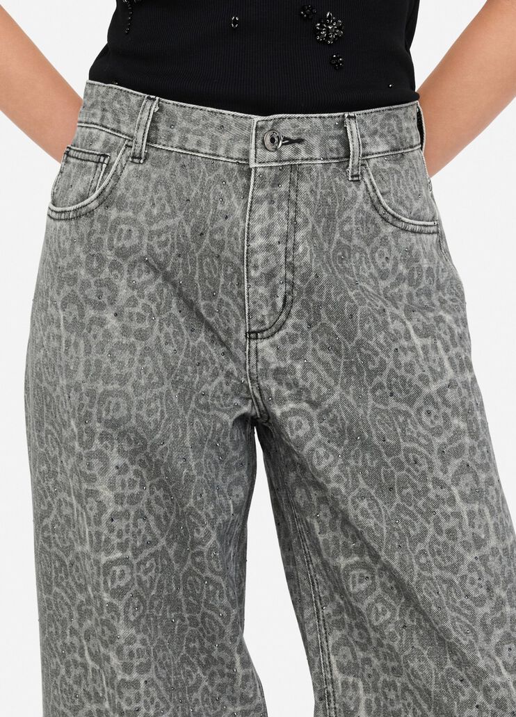Pantalon évasé avec imprimé gris animalier Liu Jo - large image number 2 Pantalon évasé avec imprimé gris animalier Liu Jo - large image number 2