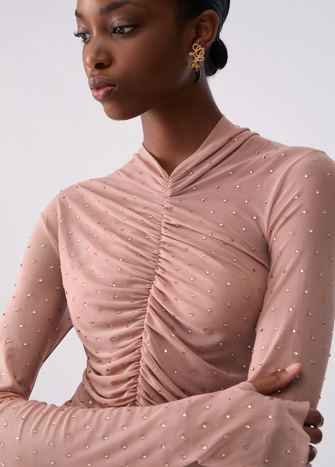 Camiseta de tul con strass completo nude Liu Jo - large image number 2